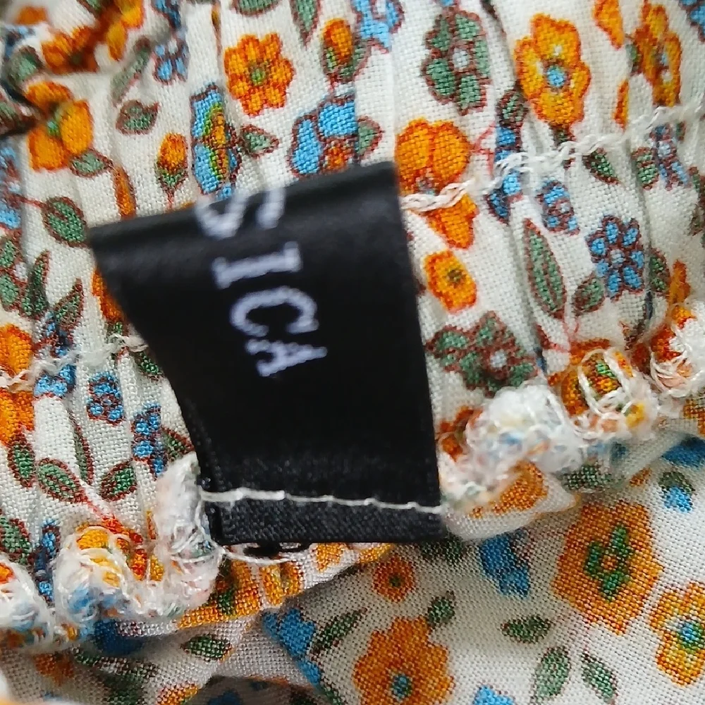 Zesica Orange Blue Floral Boho Tiered Pull On Elastic Waist Maxi Skirt SZ M